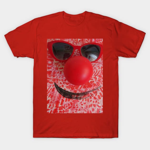 a red nose and a pair of black glasses T-Shirt by walter festuccia